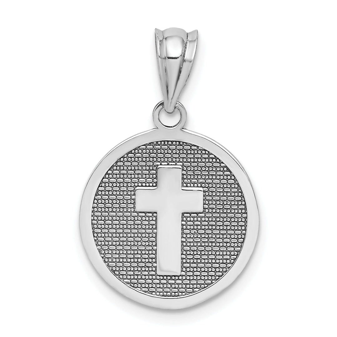 14k White Gold Texture Polish Finish Cross 1st Holy Communion Pendant