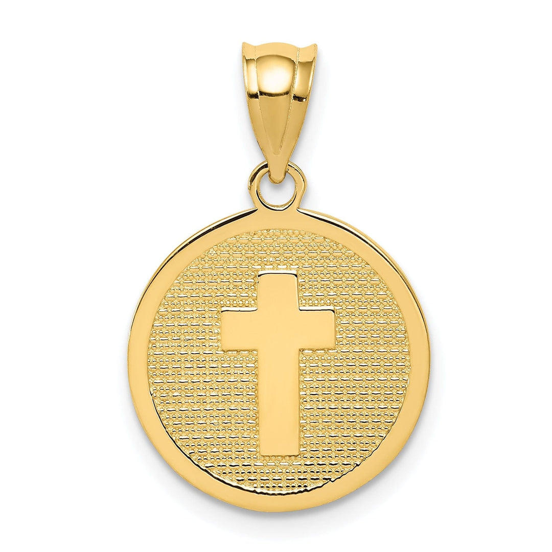 14k Yellow Gold Cross God Bless Medal Pendant