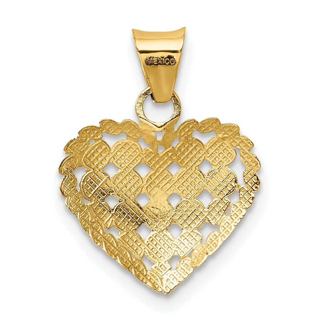 14k Two Tone Gold Polished and D.C Heart Pendant