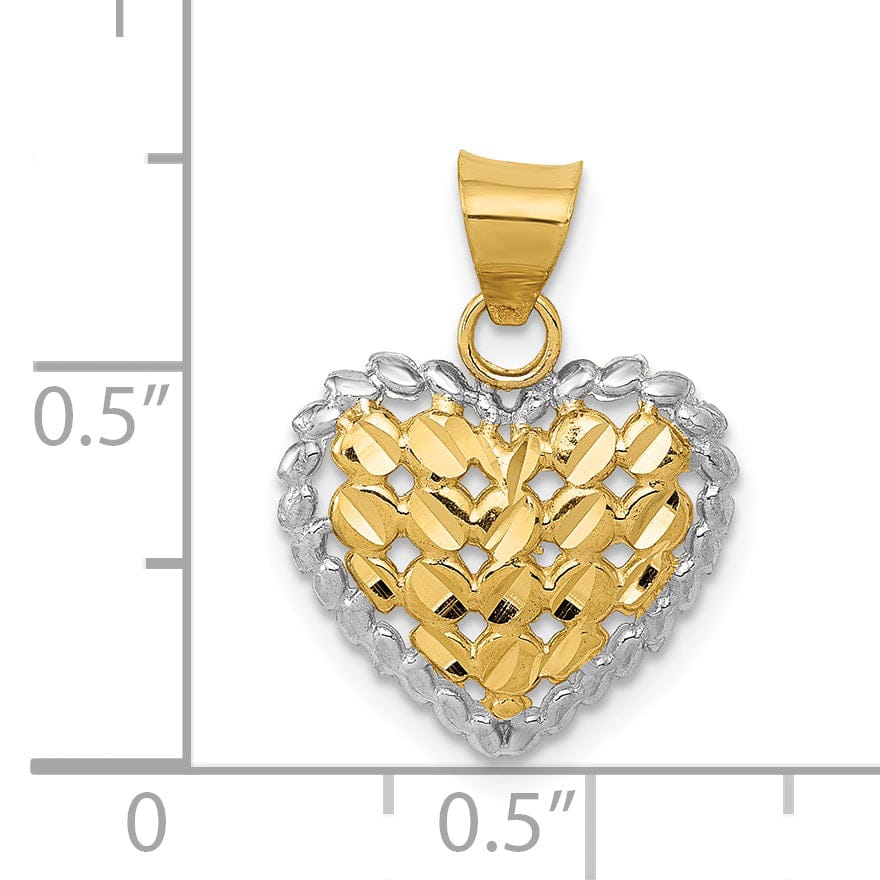14k Two Tone Gold Polished and D.C Heart Pendant