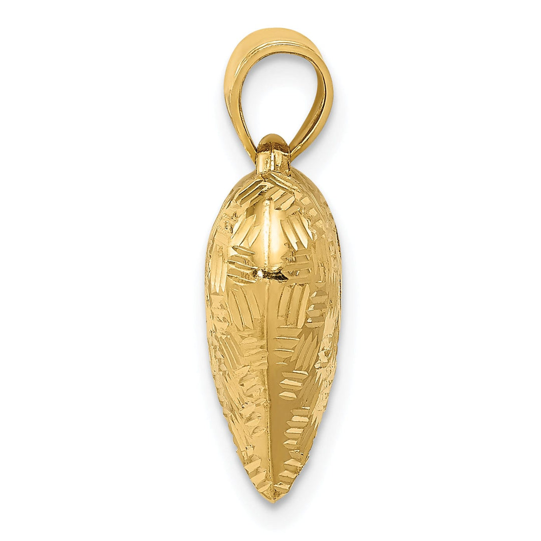 14K Yellow Gold Hollow Diamond Cut Polished Finish Basket Weave Pattern Design 3-Dimensional Puff Heart Charm Pendant