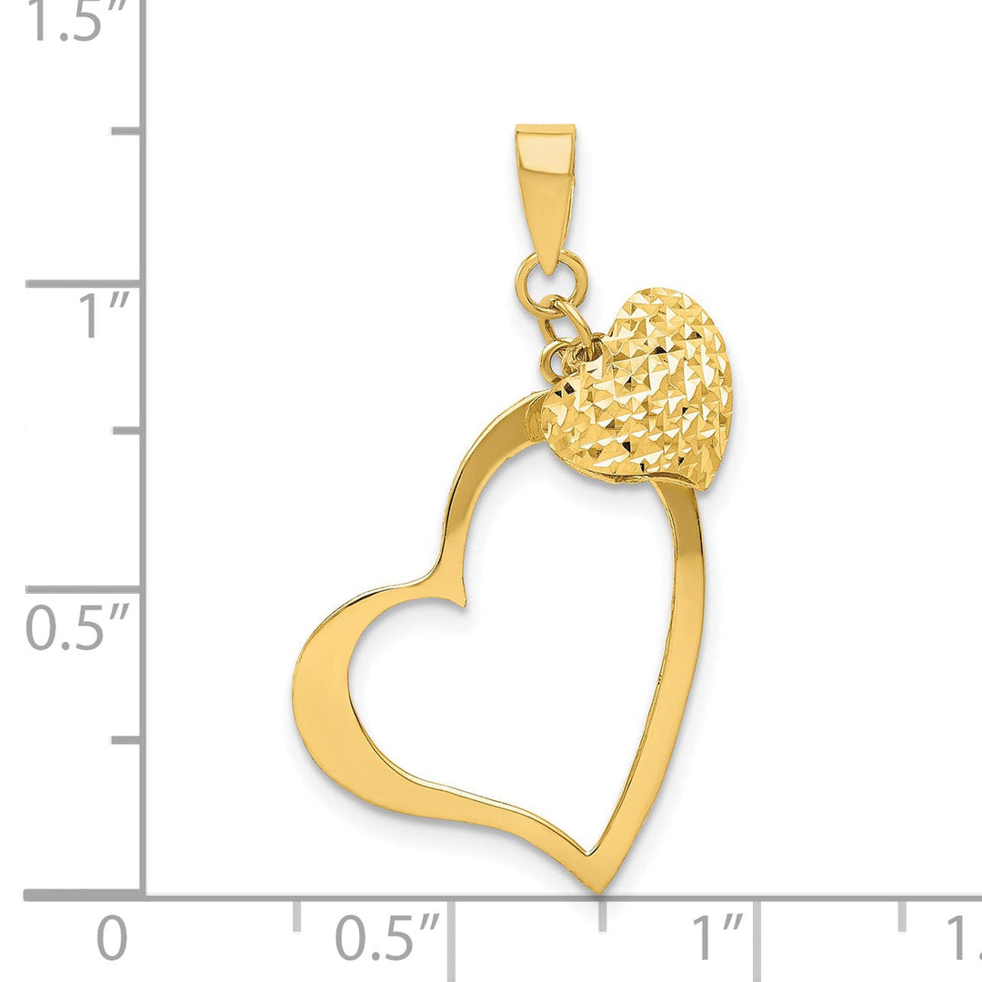 14k Yellow Gold Open Puffed Heart Pendant