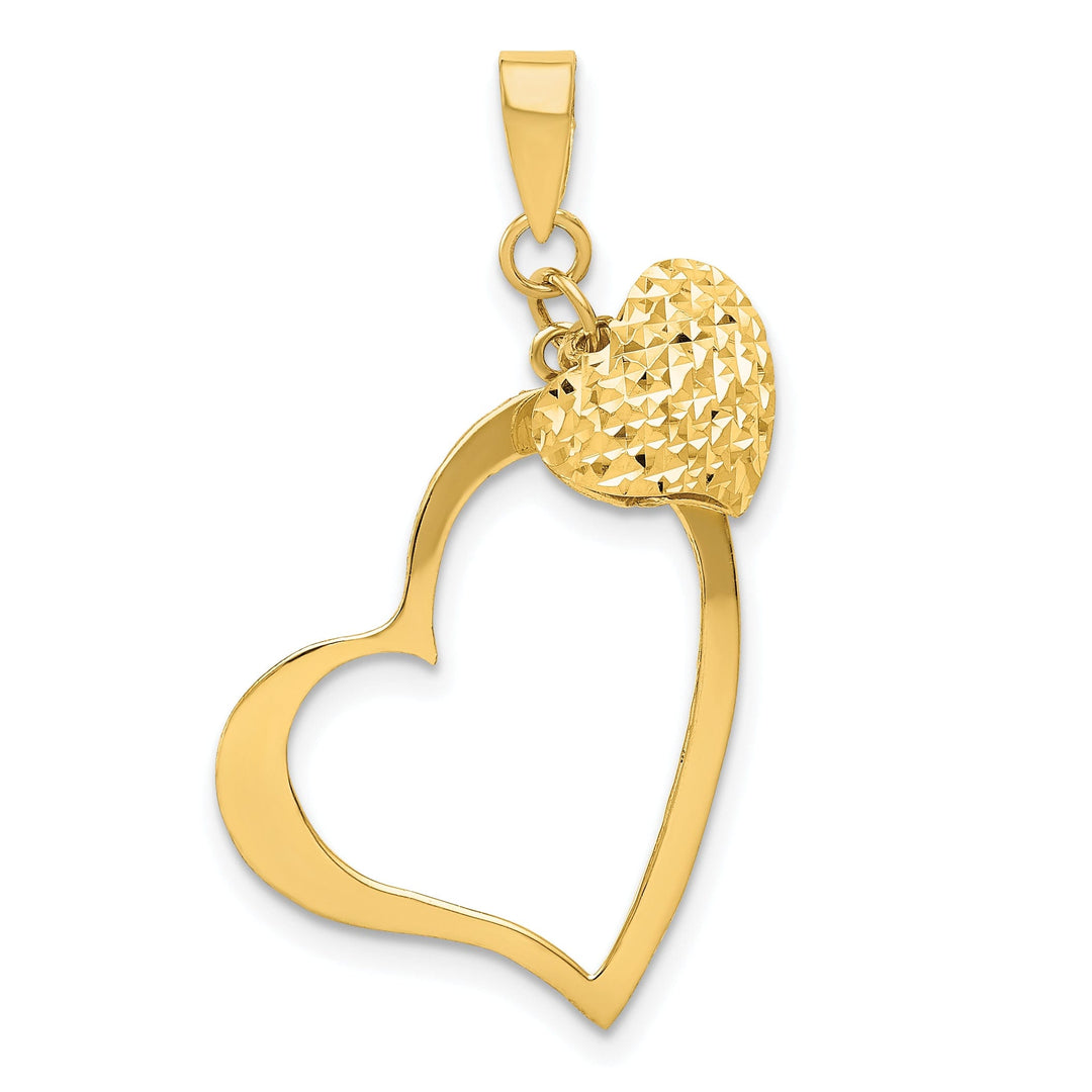 14k Yellow Gold Open Puffed Heart Pendant