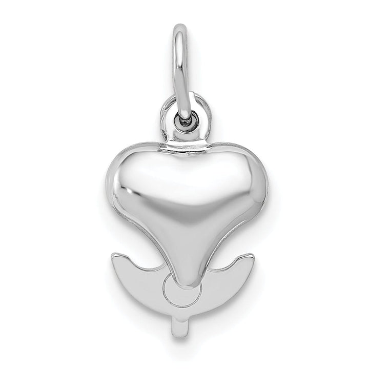 14K White Gold Polished Finish 3-D Heart, Cross and Anchor Pendant
