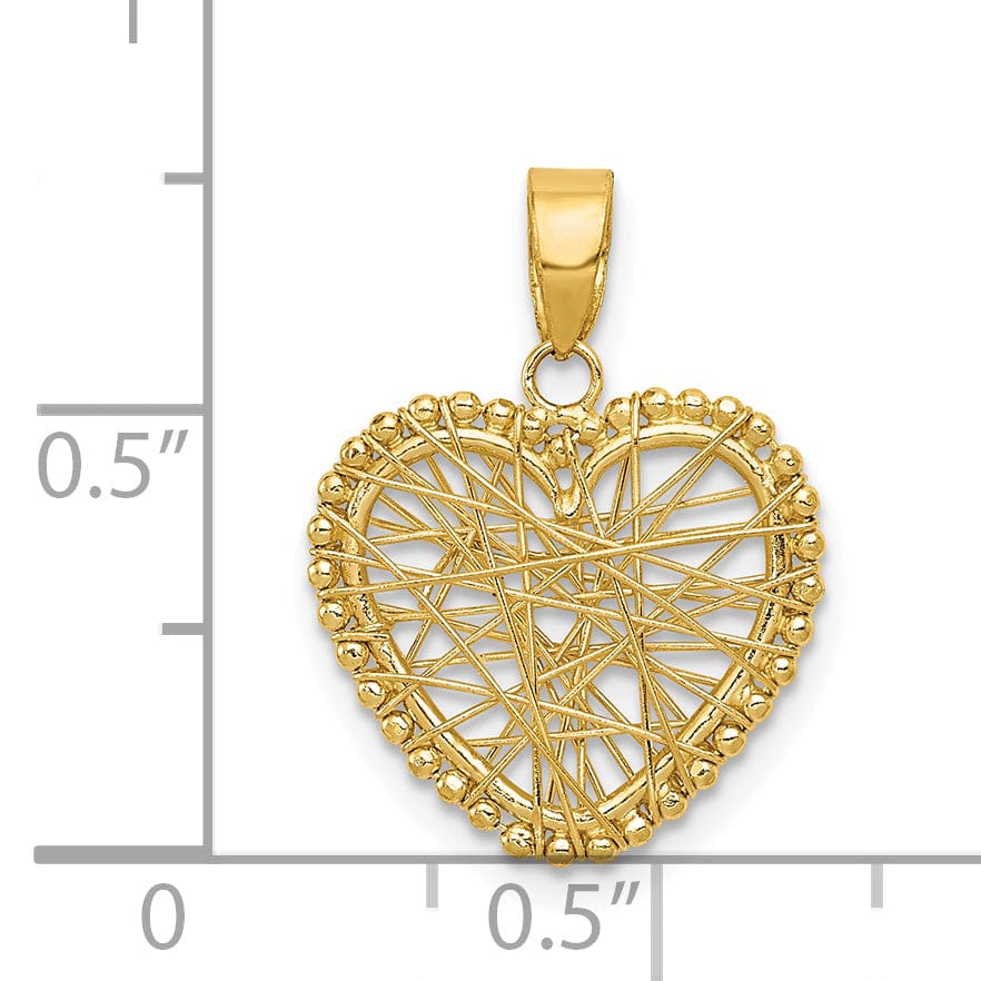 14k Yellow Gold Open Wire Heart Charm Pendant