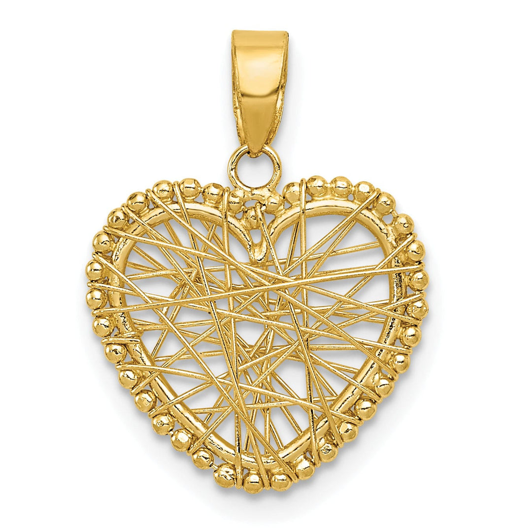 14k Yellow Gold Open Wire Heart Charm Pendant