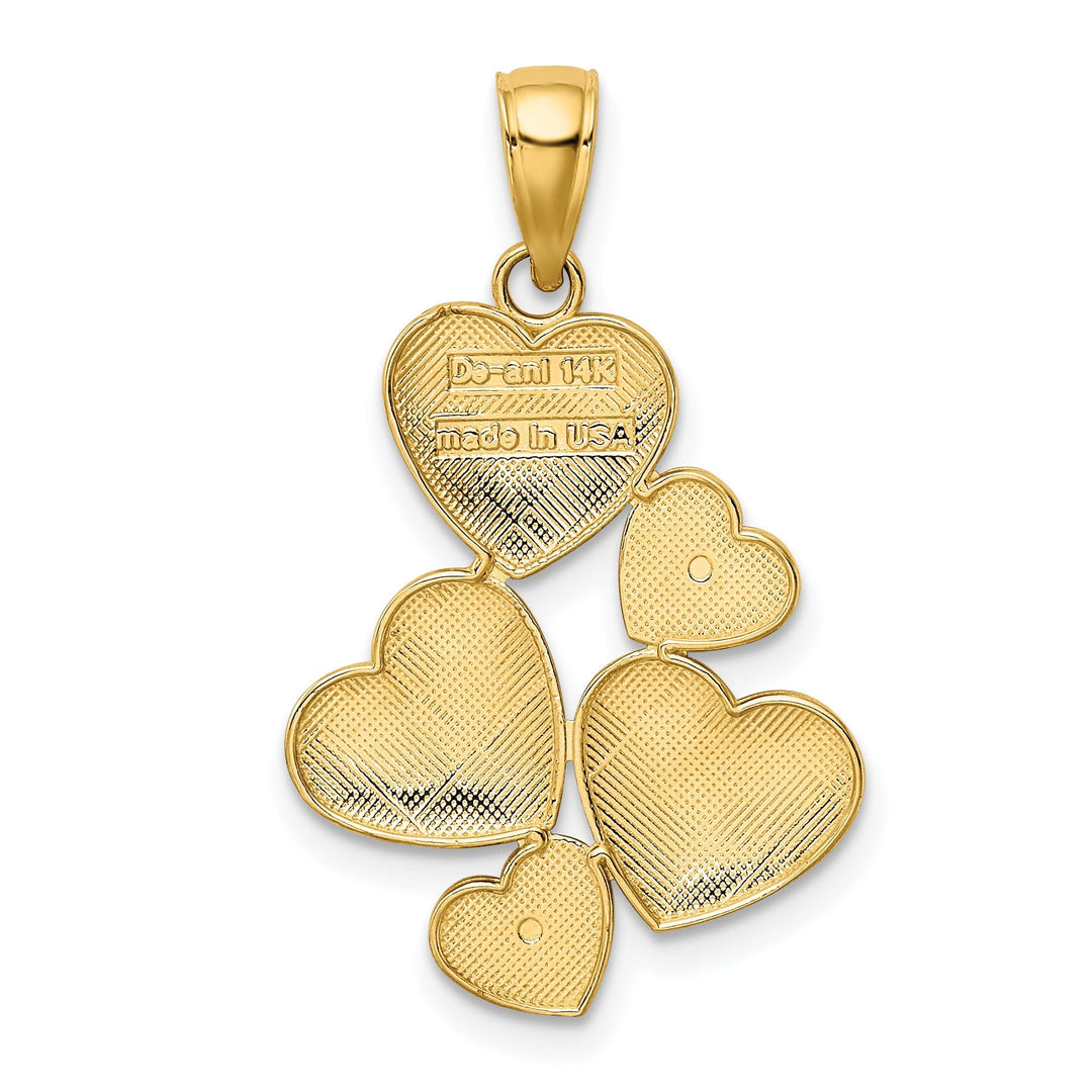 14K Two Tone Gold Polished Heart Cluster Pendant