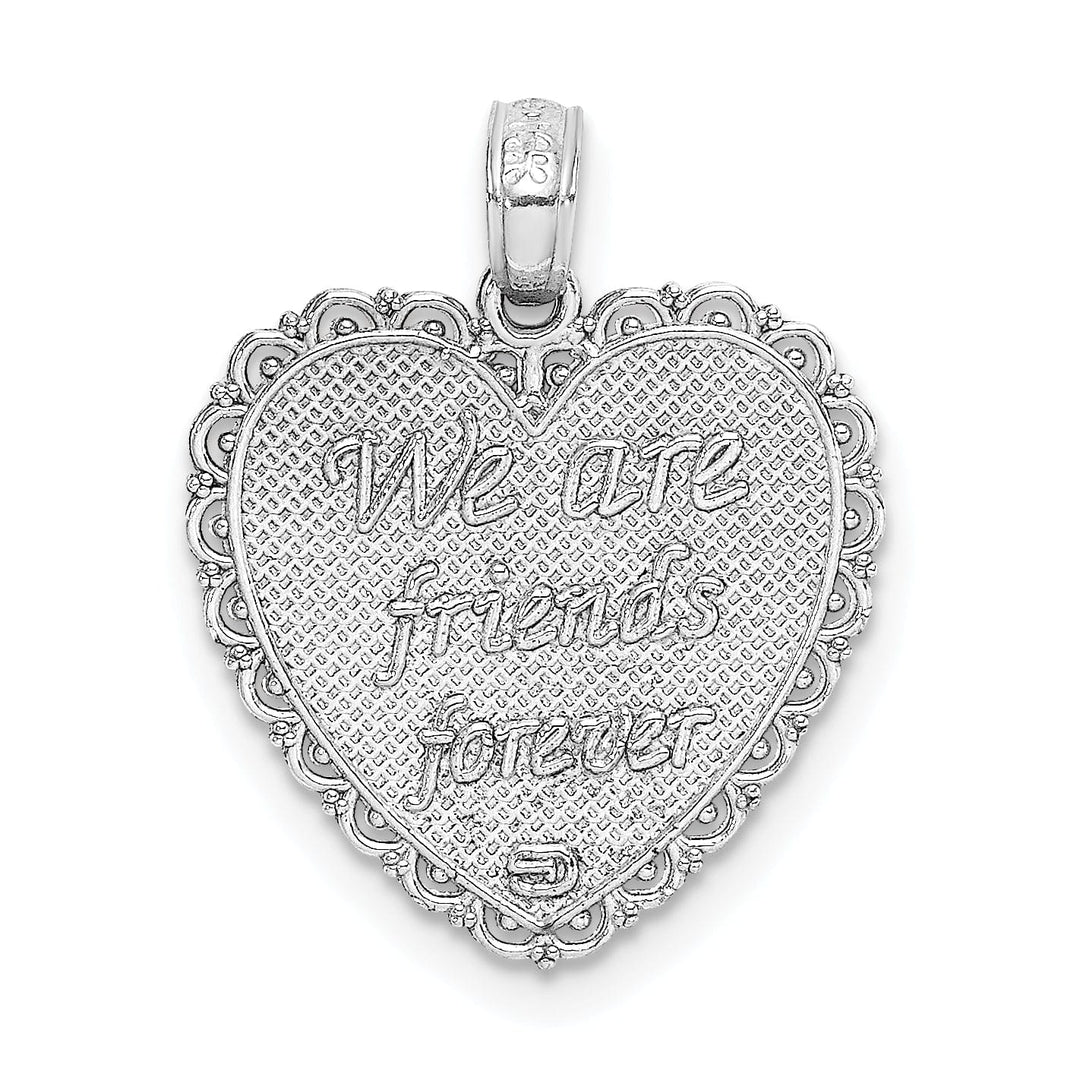 14K White Gold Textured Finish Reversible Script FOR MY SISTER-WE ARE FRIENDS FOREVER charm Pendant