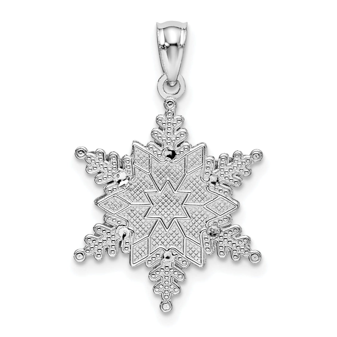 14k White Gold Open 2 Level Snowflake Pendant
