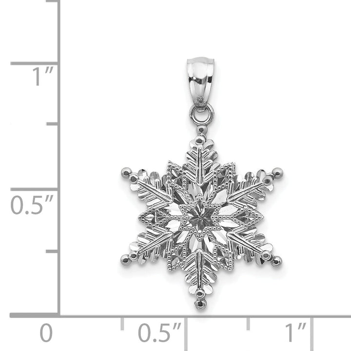 14k White Gold Open 2 Level Snowflake Pendant