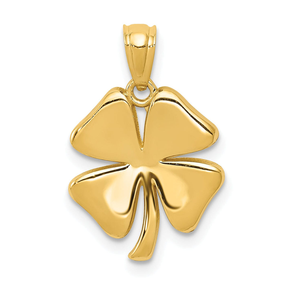14k Yellow Gold Solid Polished Finish Mens 4-Leaf Clover Design Pendant