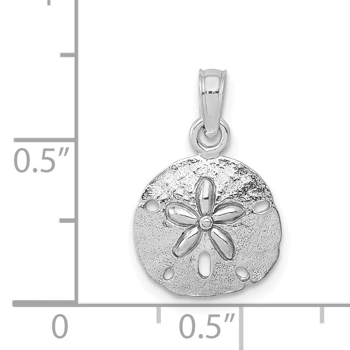 14k White Gold Solid Textured Polished Finish Mens Sand Dollar Charm Pendant
