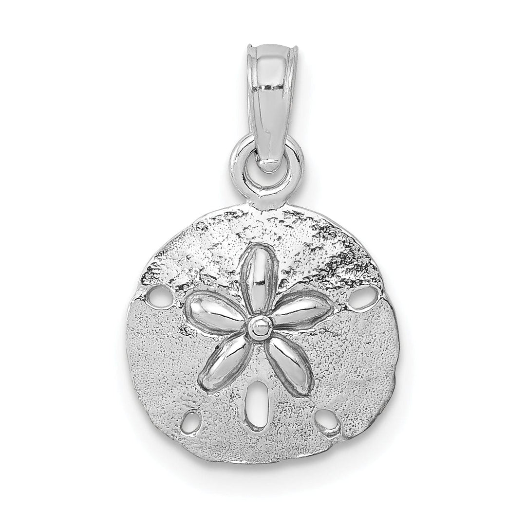 14k White Gold Solid Textured Polished Finish Mens Sand Dollar Charm Pendant