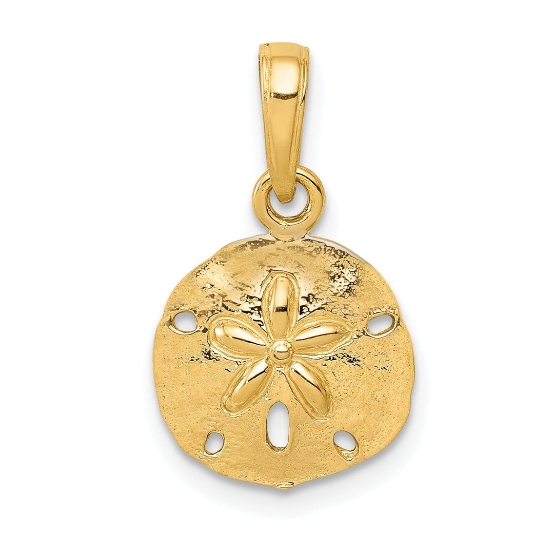 14k Yellow Gold Solid Textured Polished Finish Mens Sand Dollar Charm Pendant