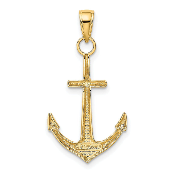 14k Yellow Gold Polished Anchor Pendant