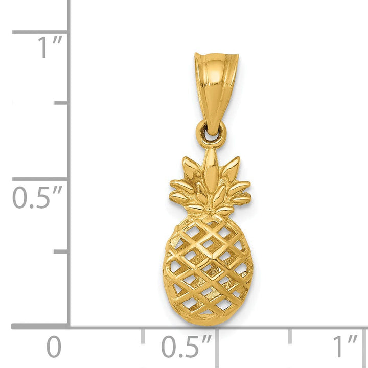 14k Yellow Gold Polished 3-D Pineapple Pendant