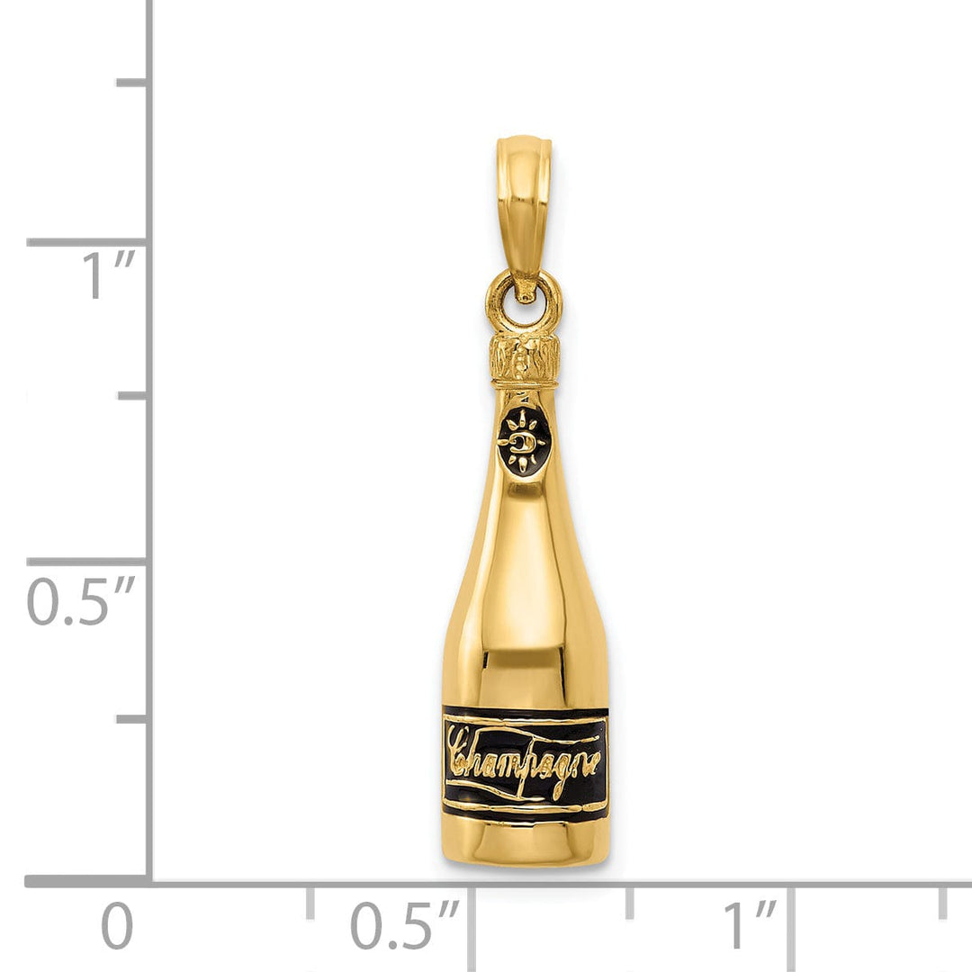 14k Yellow Gold 3-D Champagne Bottle Pendant