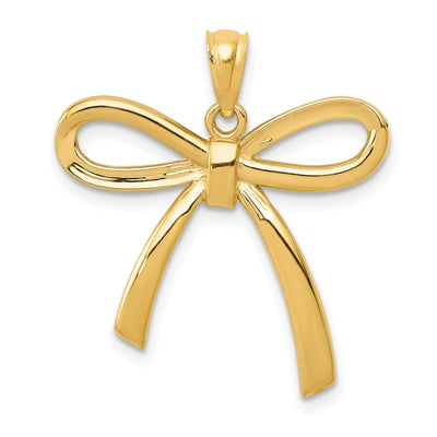 14k Yellow Gold Ribbon Bow Charm Charm Pendant
