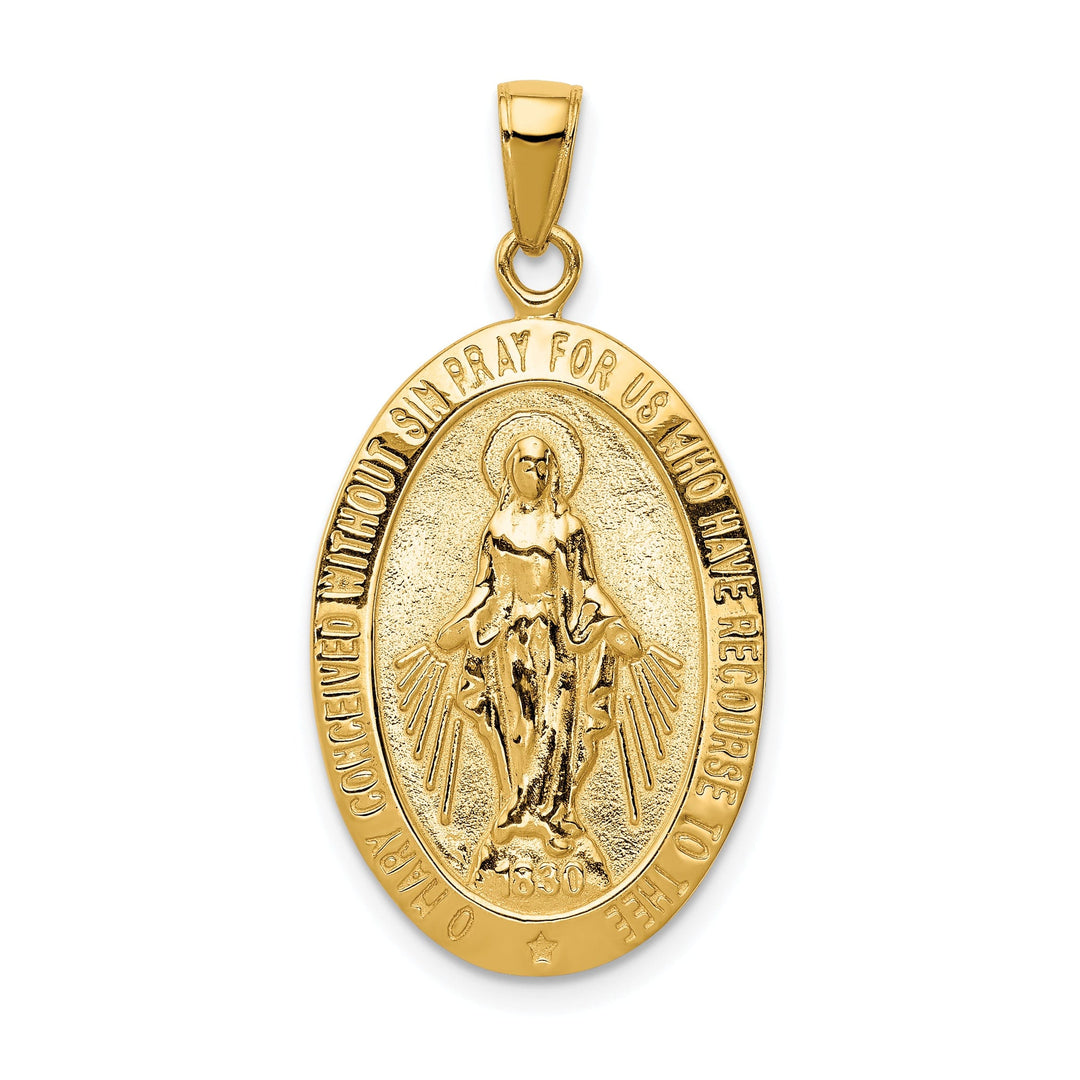 14k Yellow Gold Miraculous Oval Medal Pendant