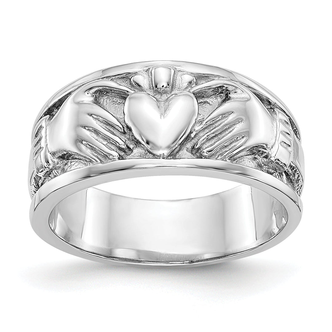14kt white gold ladies claddagh band ring