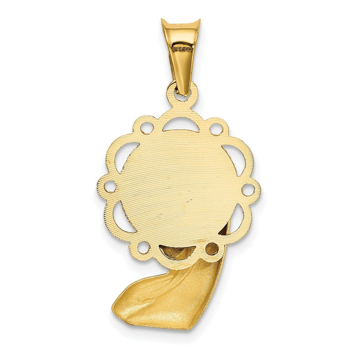 14k Two Tone Gold Satin and Mary Pendant
