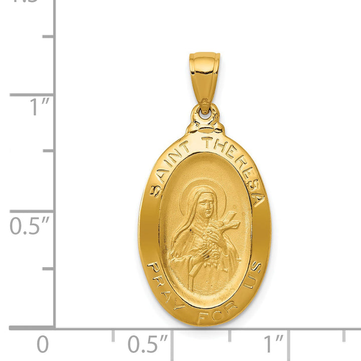 14kYellow Gold Saint Theresa Oval Medal Pendant.