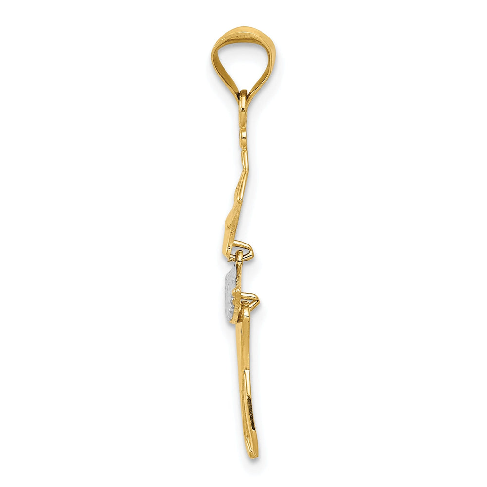 14k Two Tone Gold Moveable Dancer Charm Pendant