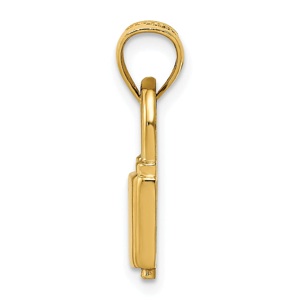 14K Yellow Gold Lock with Key Hole Charm Pendant