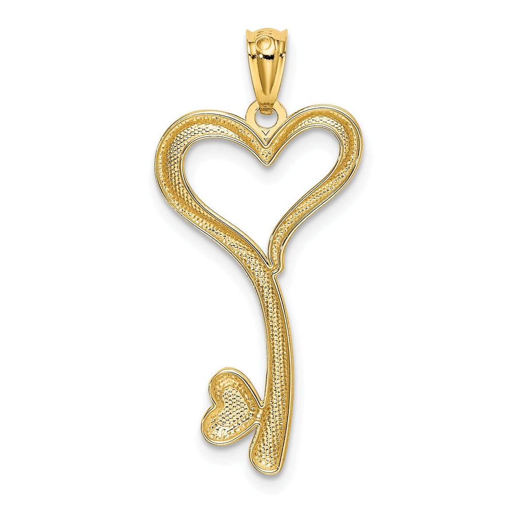 14K Yellow Gold Heart Shape Key Design Charm Pendant