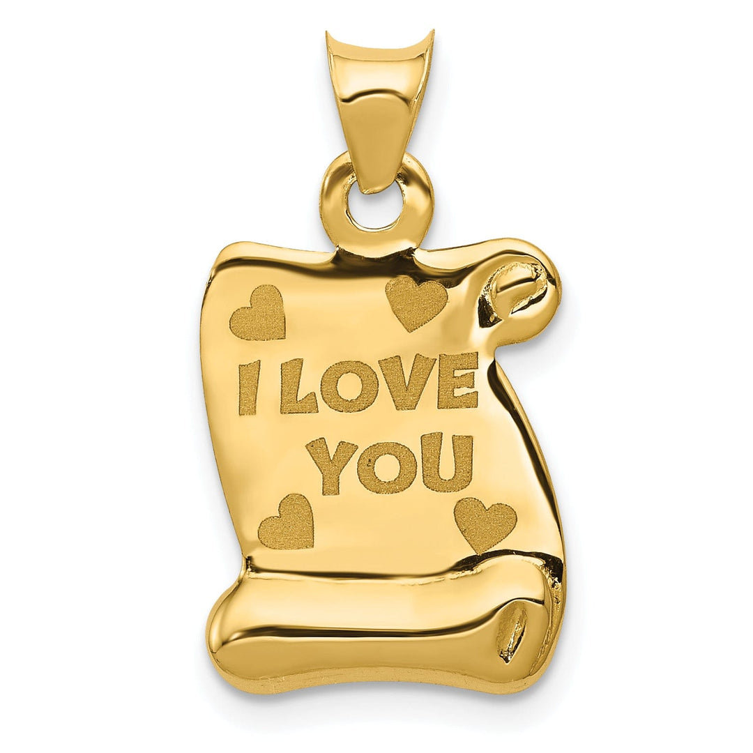 14k Yellow Gold Solid I LOVE YOU Pendant