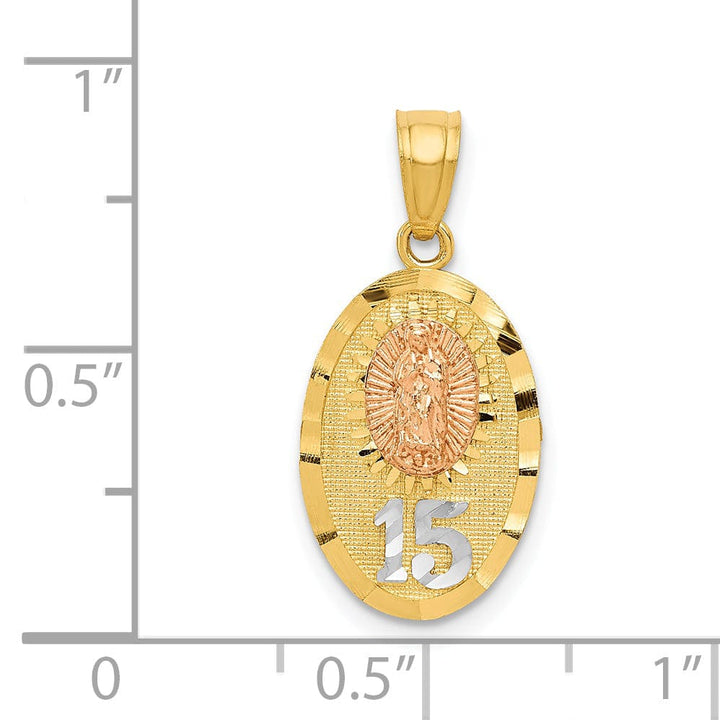 14k Two Tone Gold Lady Guadalupe 15 Anos Charm