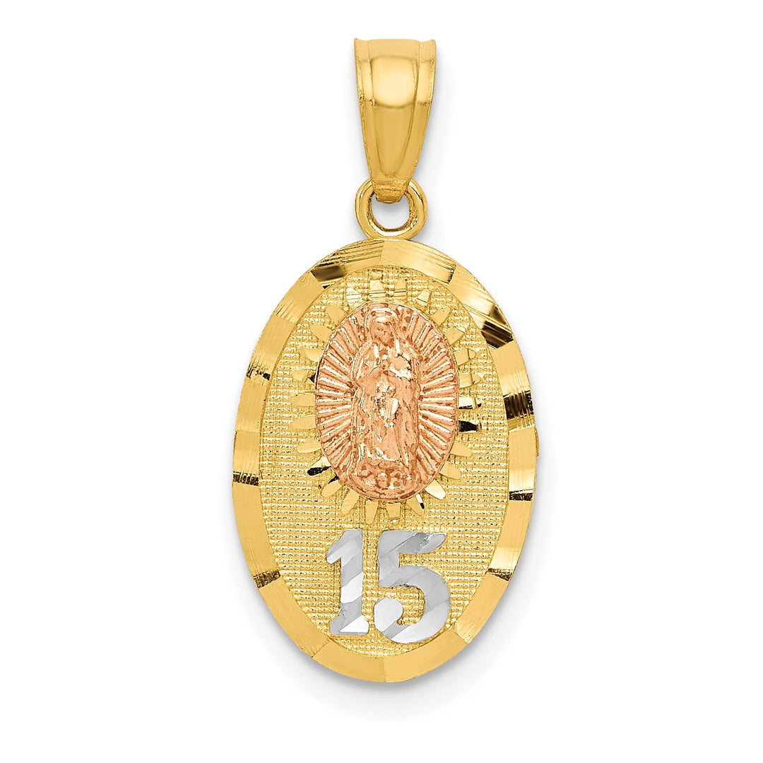 14k Two Tone Gold Lady Guadalupe 15 Anos Charm