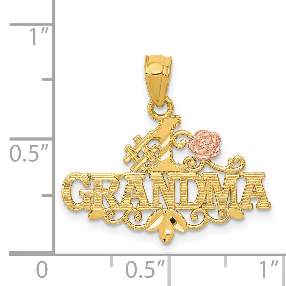 14k Yellow Rose #-1 Grandma with Rose Pendant