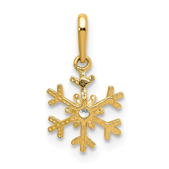 14k Yellow Gold Snowflake C.Z Charm Pendant