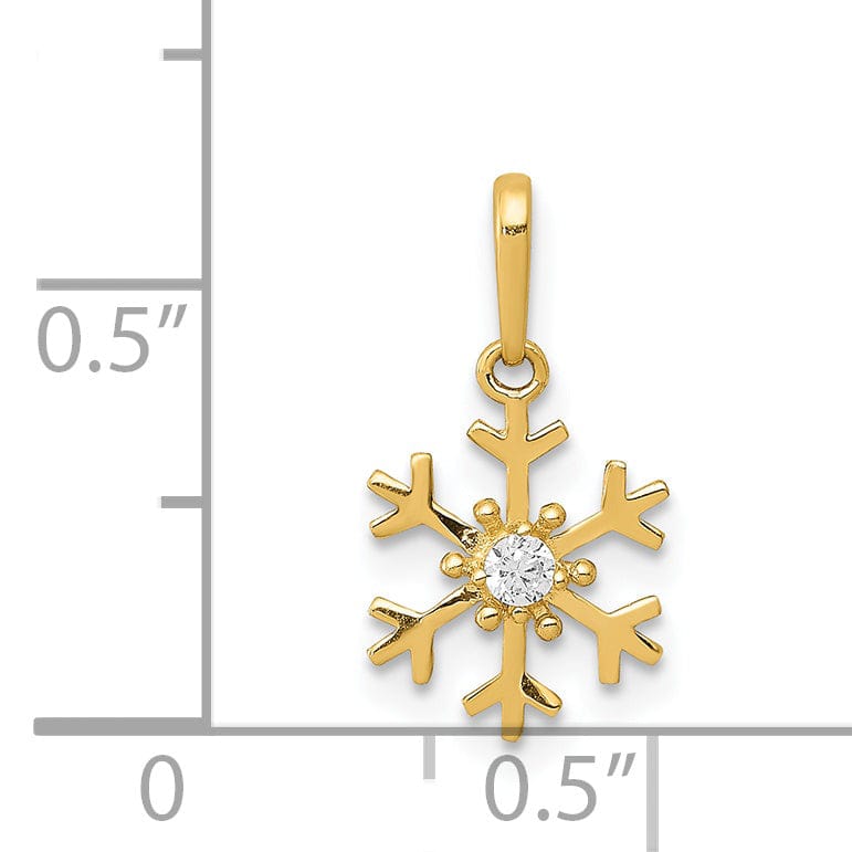 14k Yellow Gold Snowflake C.Z Charm Pendant
