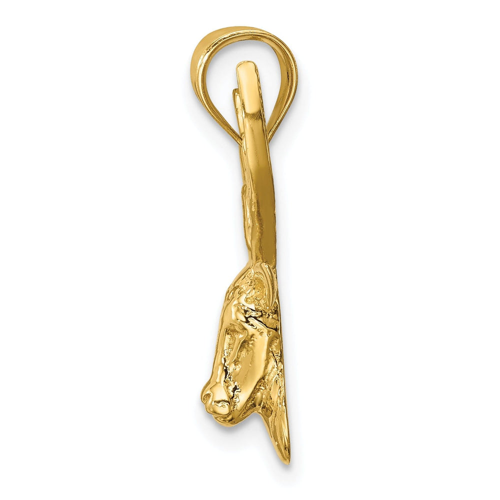 14k Yellow Gold Solid Open Back Polished Finish Deer Head With Antlers Design Charm Pendant