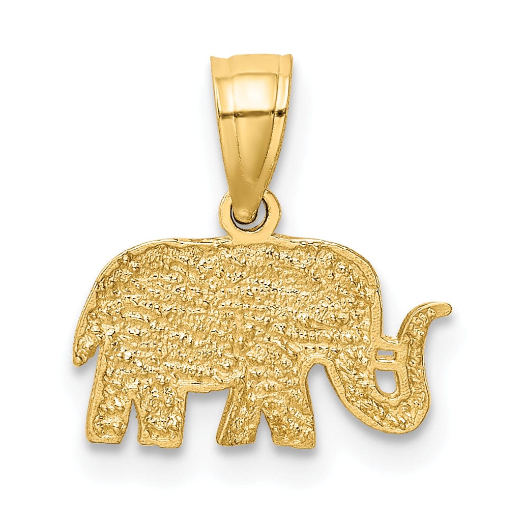 14k Yellow Gold Open Back Solid Polished Finish Elephant Design Charm Pendant
