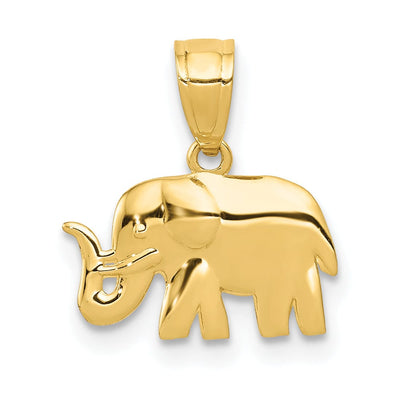 14k Yellow Gold Open Back Solid Polished Finish Elephant Design Charm Pendant