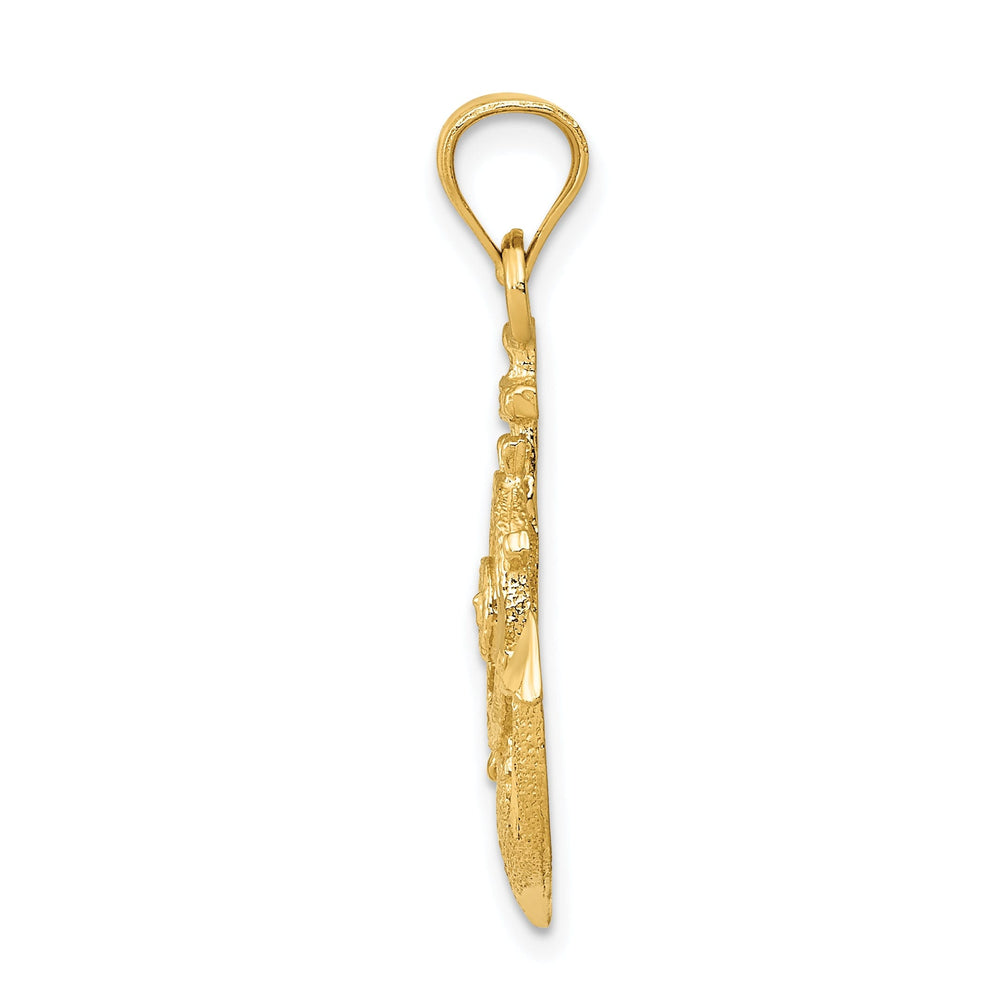 14k Yellow Gold Solid Concave Anchor Pendant