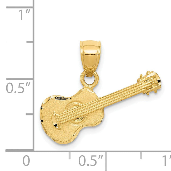 14k Yellow Gold Solid Acoustic Guitar Pendant
