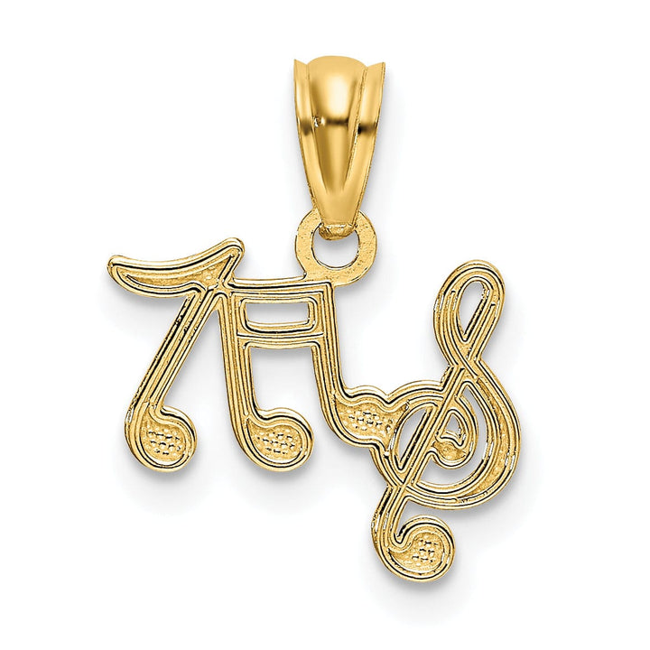 14k Yellow Gold Solid Music Notes Pendant