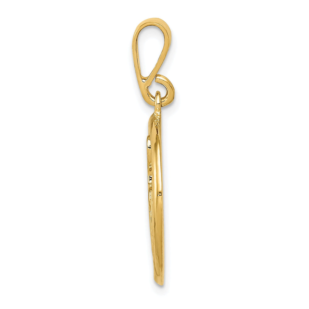 14k Yellow Gold Solid Musical Notes Pendant