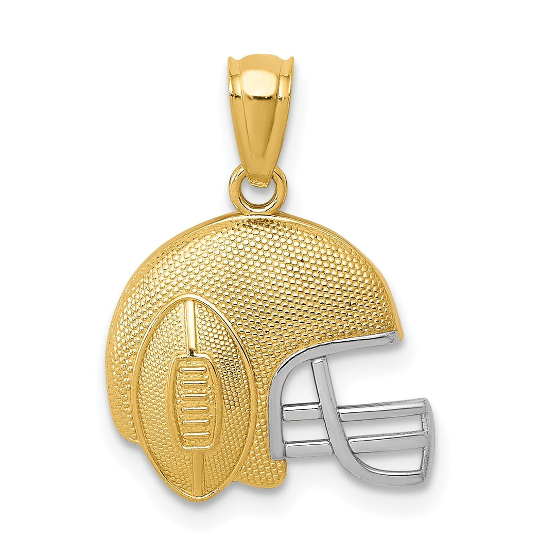 14k Yellow Gold 3-D Football on Helmet Pendant