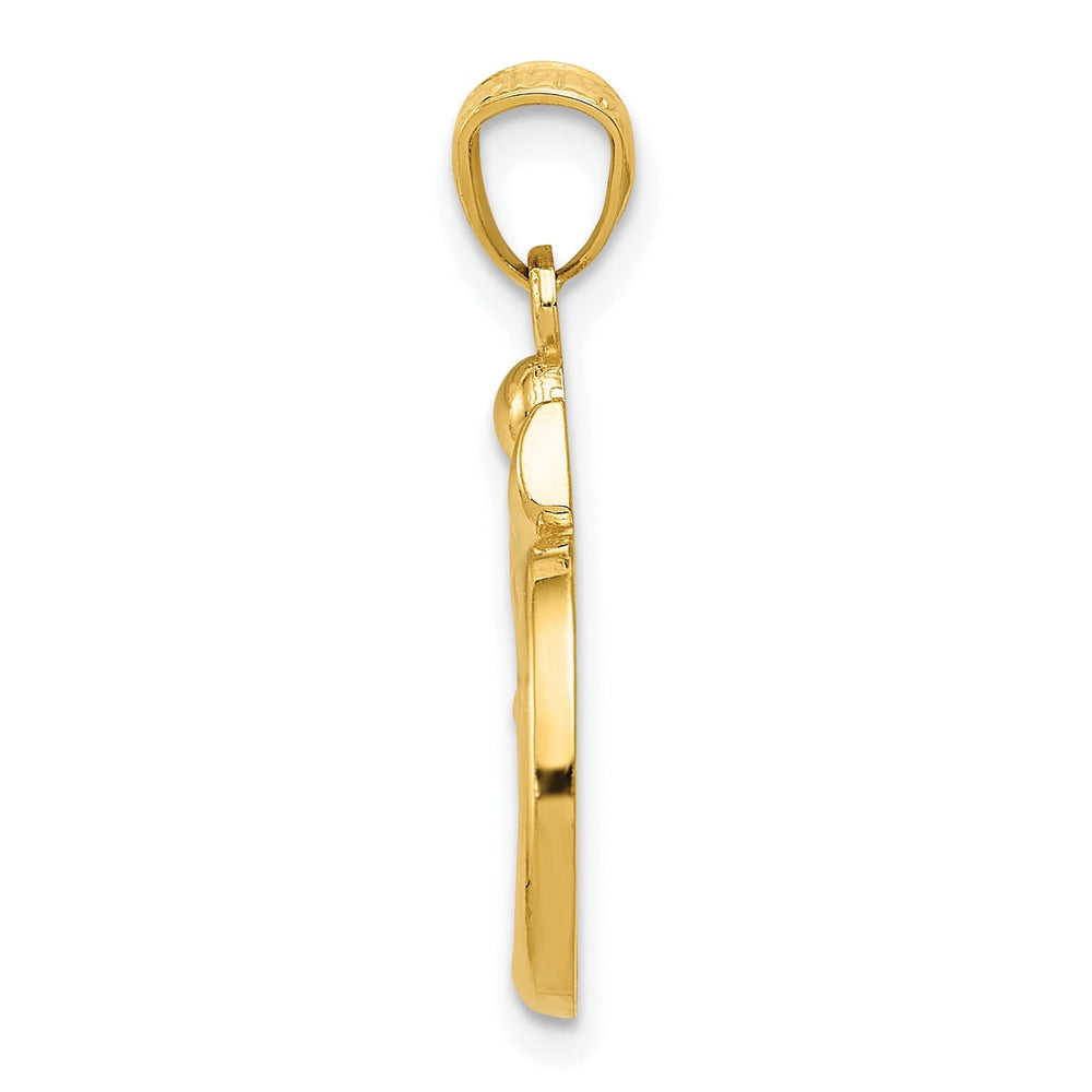 14k Yellow Gold Solid Open Back Polished Finish Om Symbol Charm Pendant