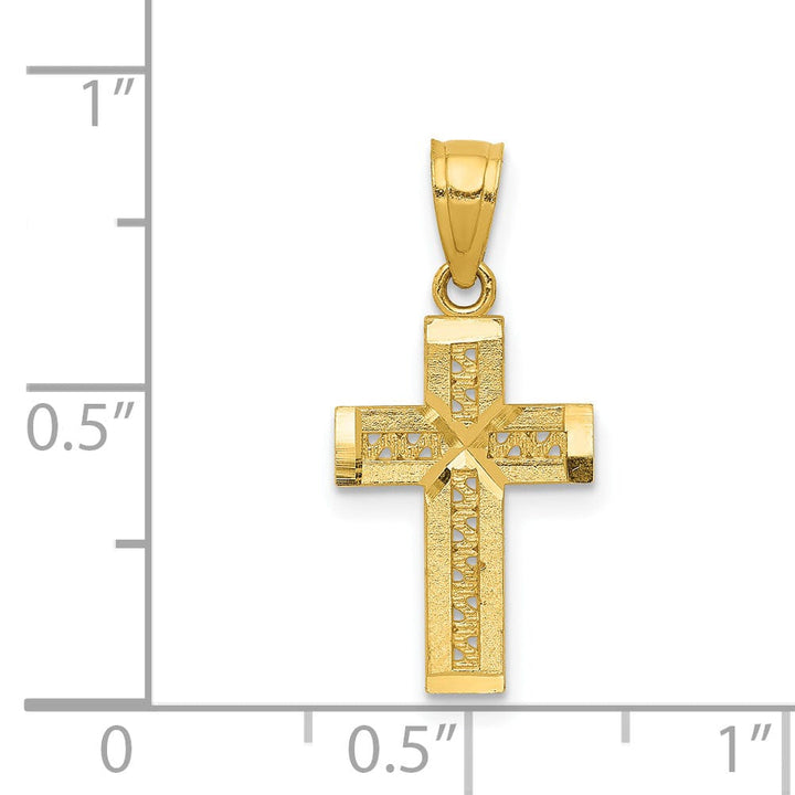 14k Yellow Gold X Center Solid Cross Pendant