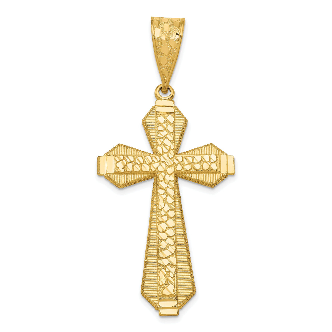 14kYellow Gold Diamond Cut Finish Cross Pendant