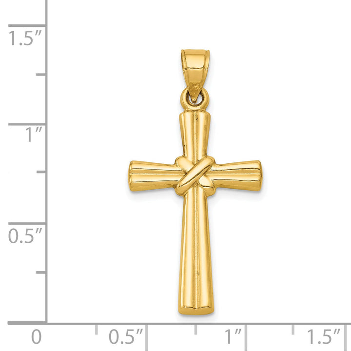 14k Yellow Gold Polished 3-D Cross Pendant