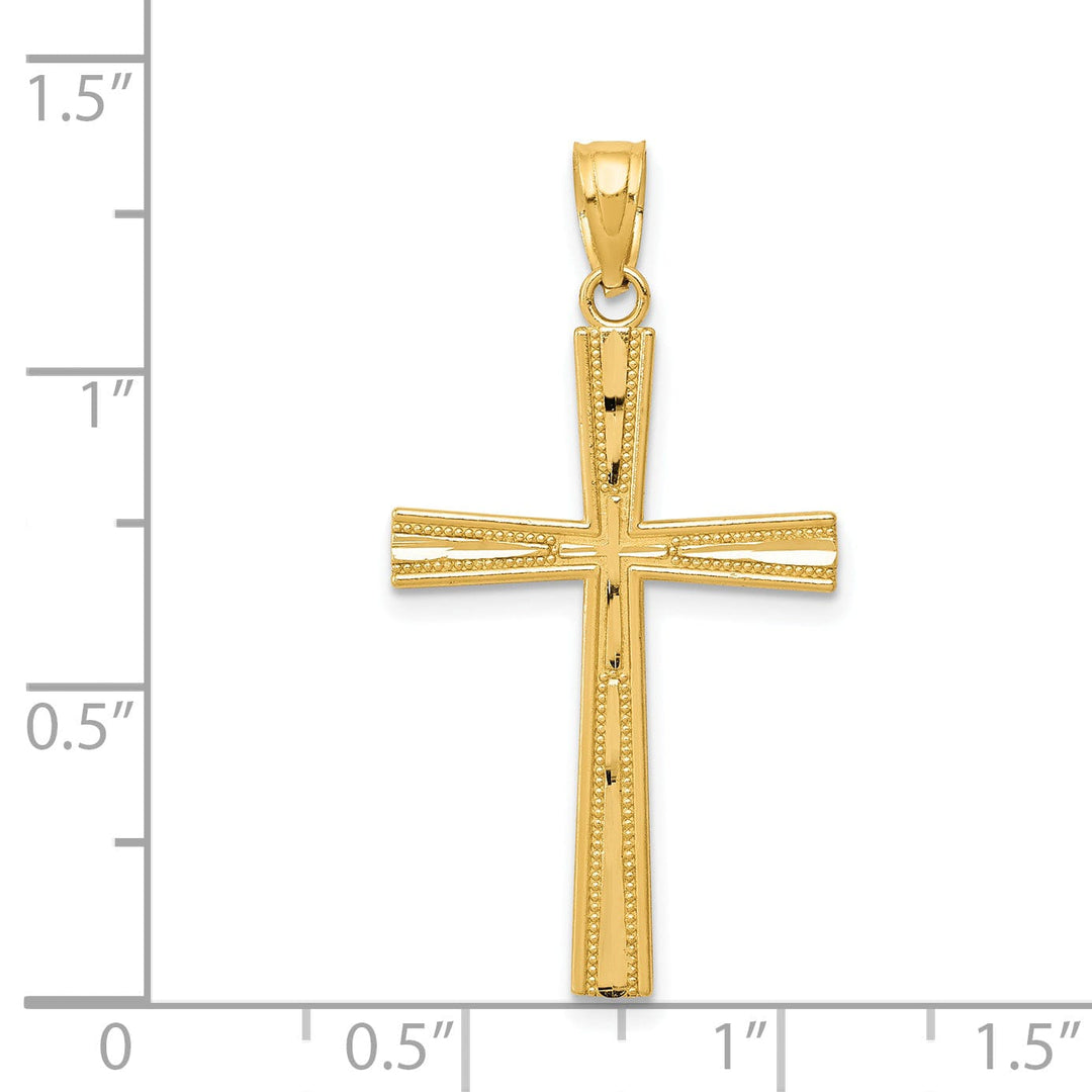 14k Yellow Gold Solid Reversible Cross Pendant