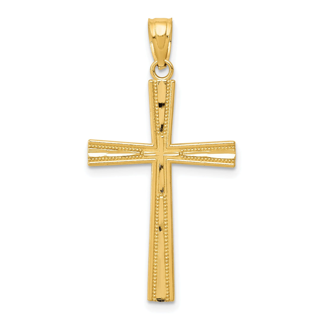 14k Yellow Gold Solid Reversible Cross Pendant