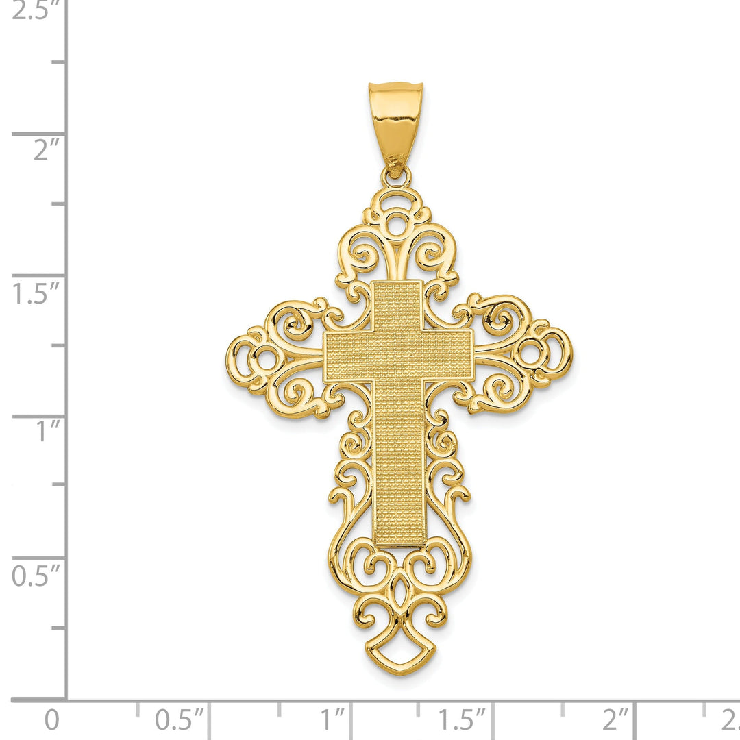 14k Yellow Gold Polished Fancy Cross Pendant
